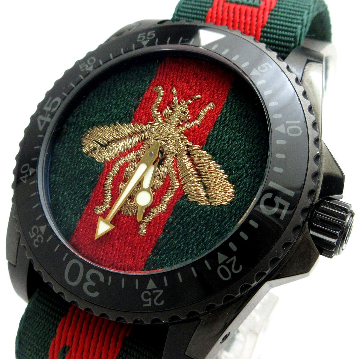 GUCCI グッチ ダイブ 蜂 ビー メンズ ブラック 黒 シェリー 136.2 時計