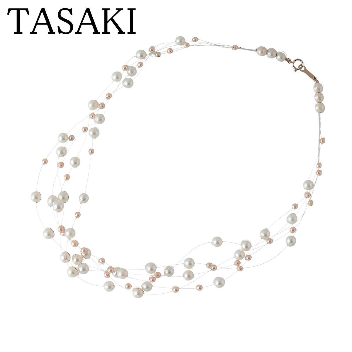 タサキ パール ネックレス ワイヤー 5連 約40cm K18YG TASAKI 田崎真珠 