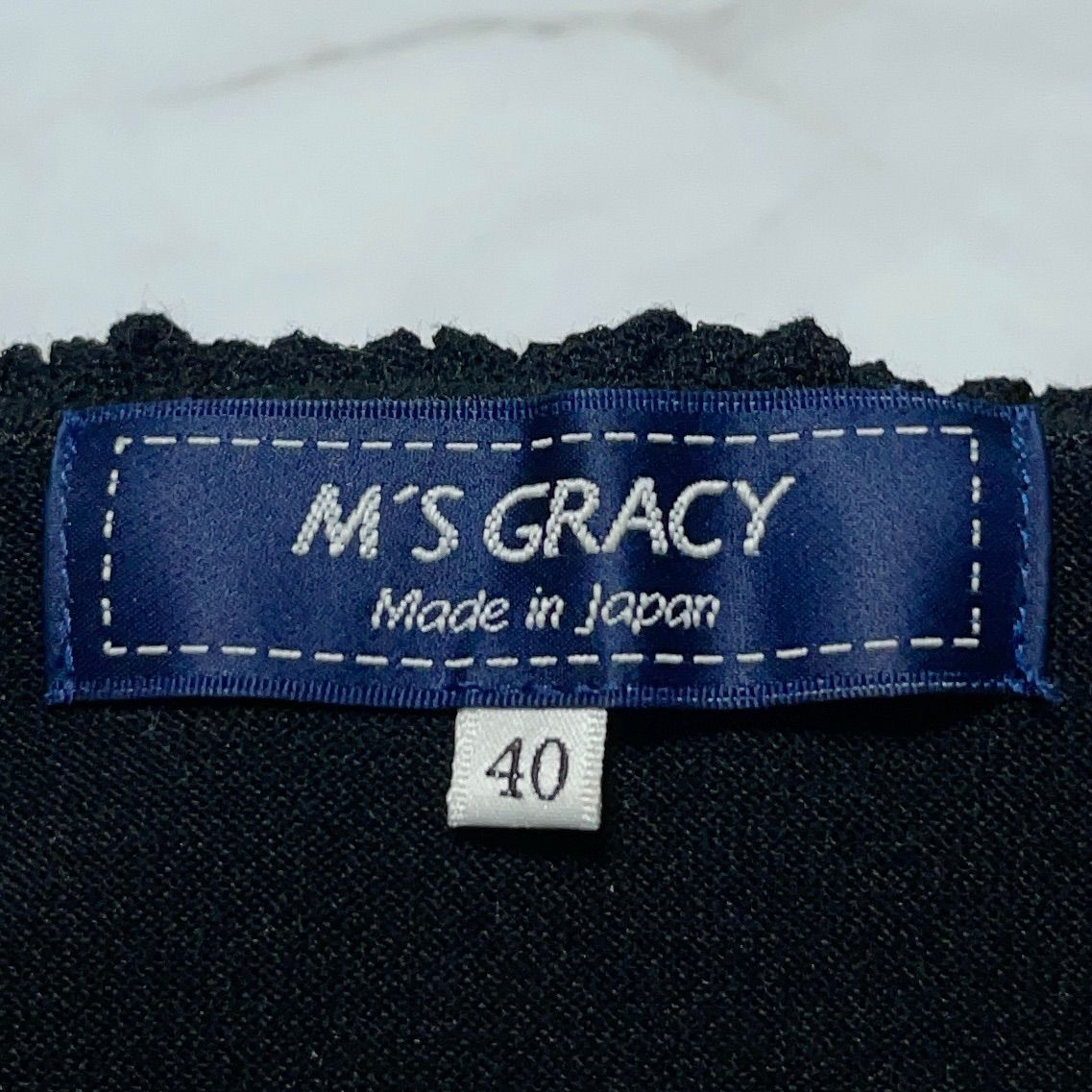 美品 エムズグレイシー M'S GRACY 2024 ブラック 黒 黒色 フリル襟