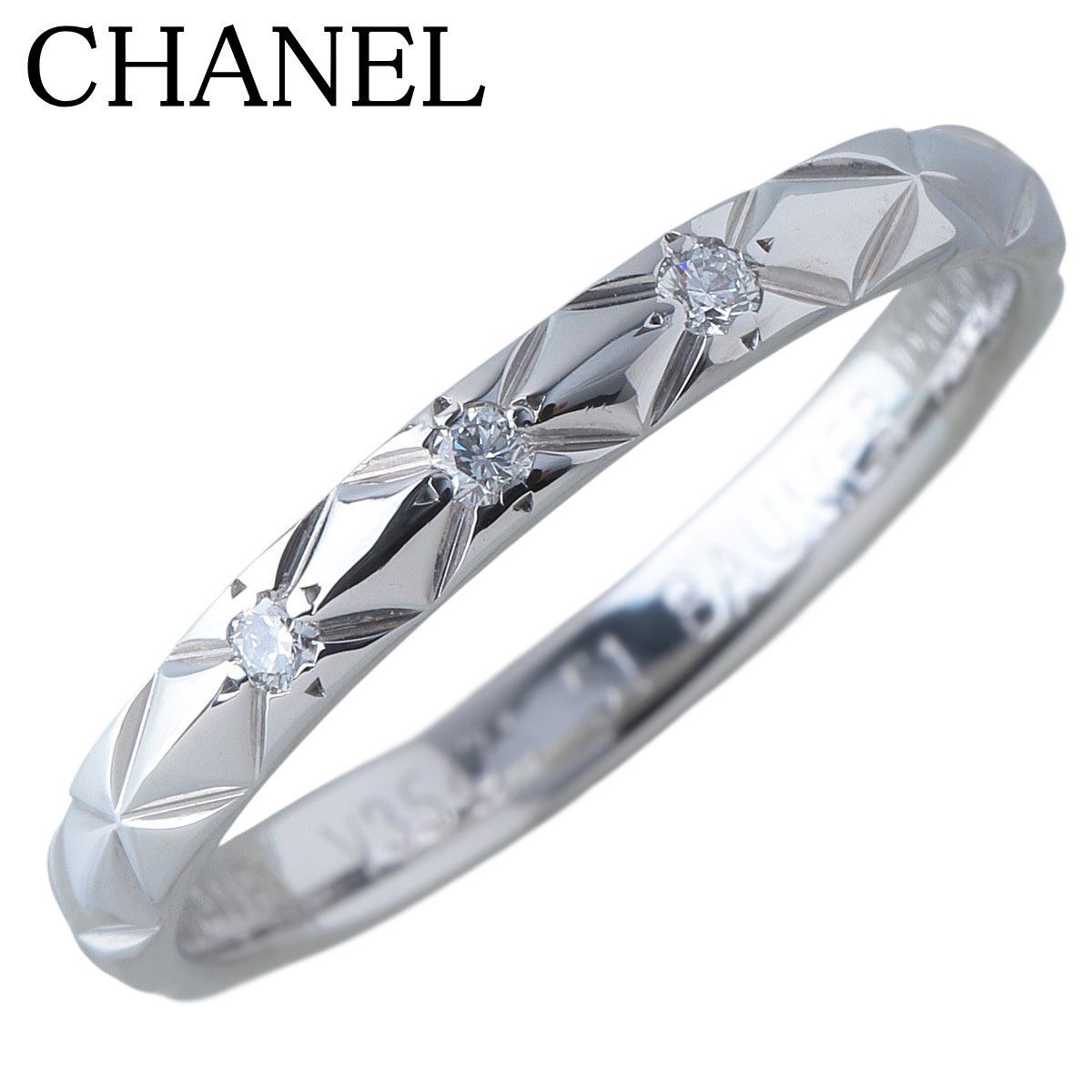 シャネル マトラッセ ダイヤ リング スモール #51 3PD Pt950 J2821型