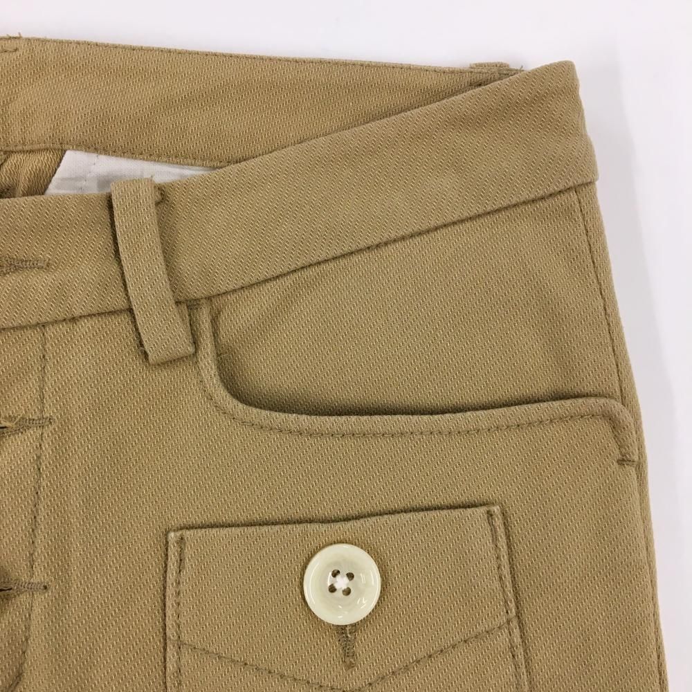 パーリーゲイツ 七分丈パンツ ライトブラウン×ピンク ロゴ刺しゅう