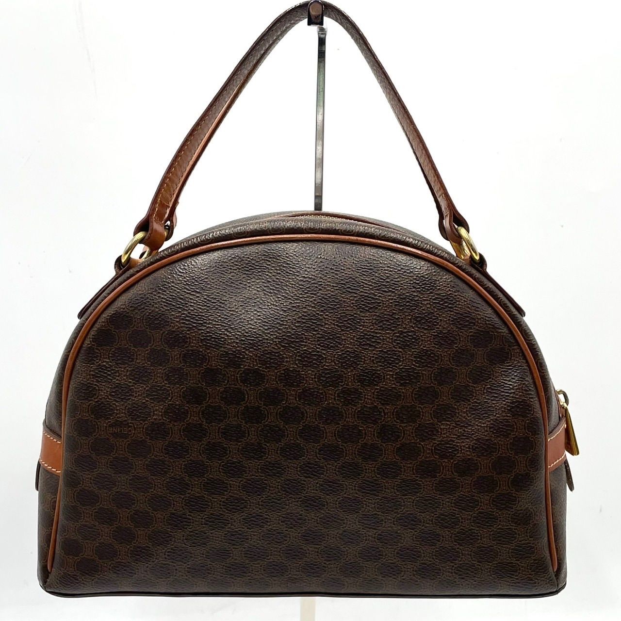 2511-38｜セリーヌ ハンドバッグ ブラウン マカダム柄 トリオンフ 美品○ CELINE セリーヌ ハンドバッグ マカダム柄 トリオンフ ブラウン