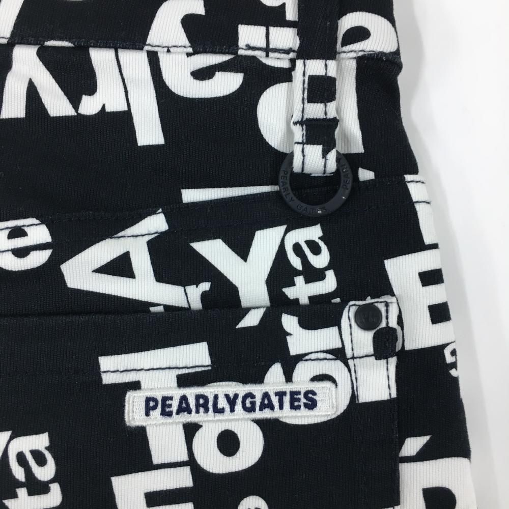 美品】パーリーゲイツ パンツ 黒×白 ロゴ総柄 ストレッチ メンズ 4(M