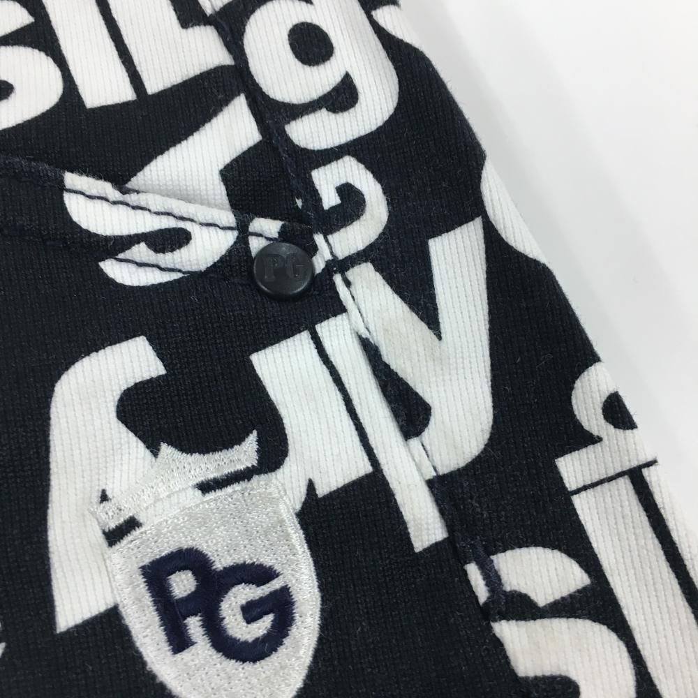 美品】パーリーゲイツ パンツ 黒×白 ロゴ総柄 ストレッチ メンズ 4(M