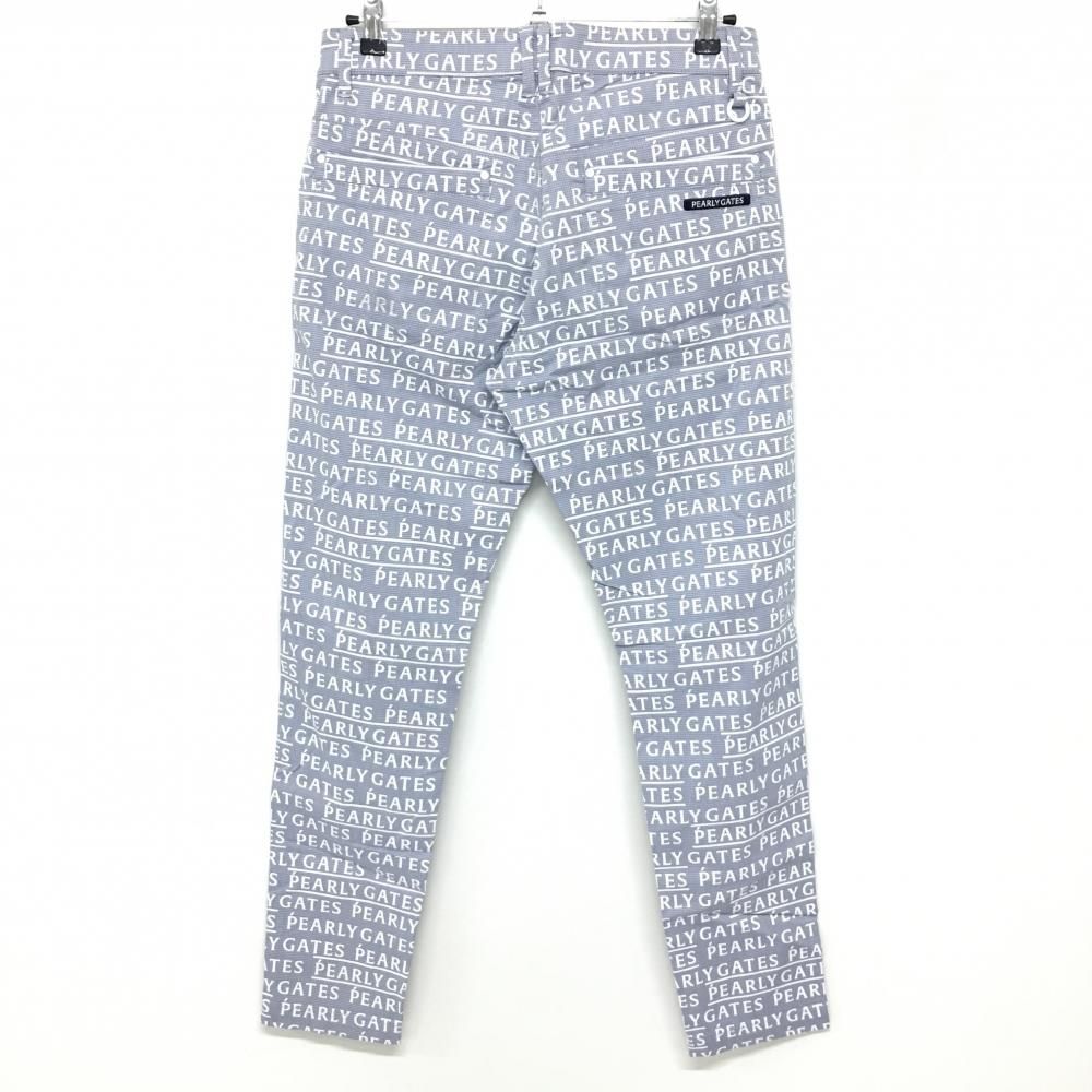 PEARLY GATES パーリーゲイツ ロゴ総柄 ストレッチパンツ 4 超美品】パーリーゲイツ パンツ グレー×白 ロゴ総柄 ストレッチ メンズ