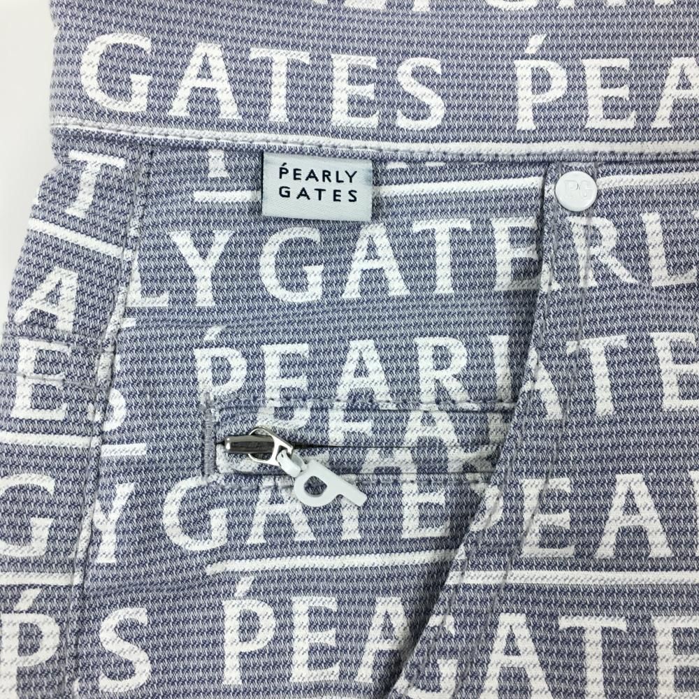 超美品】パーリーゲイツ パンツ グレー×白 ロゴ総柄 ストレッチ メンズ