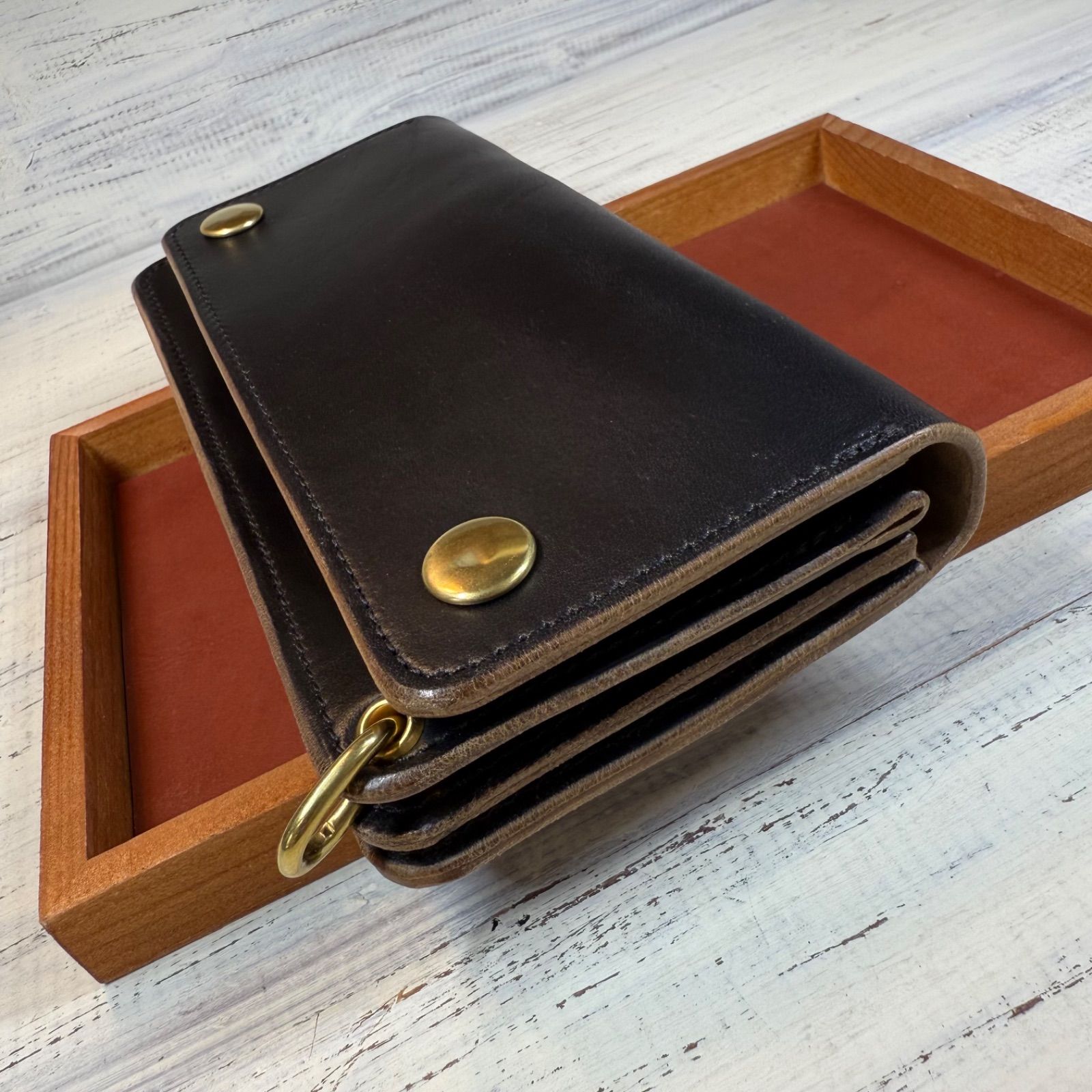 トラッカーウォレット ロング 3層】ホースバット ゴールド TALON