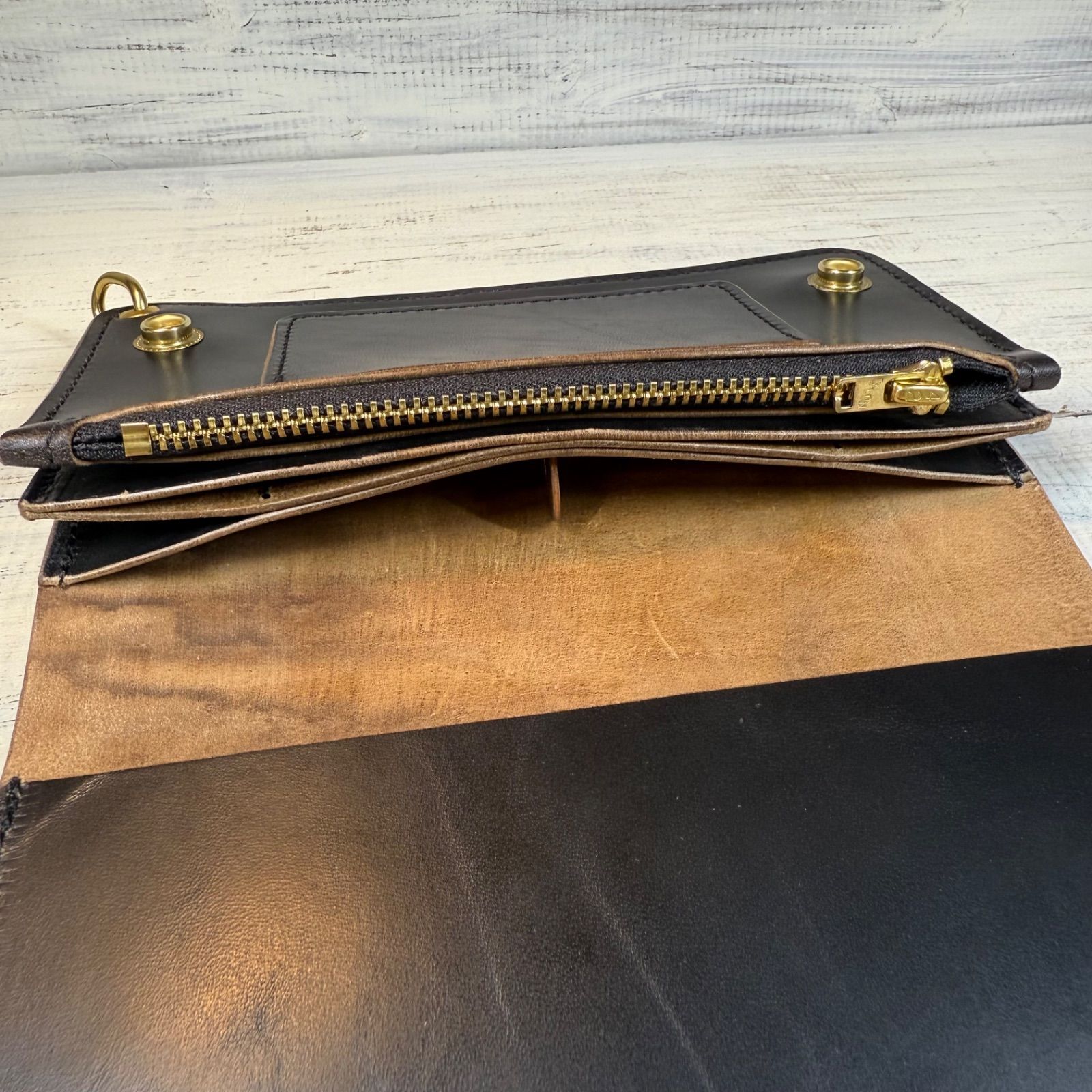 トラッカーウォレット ロング 3層】ホースバット ゴールド TALON