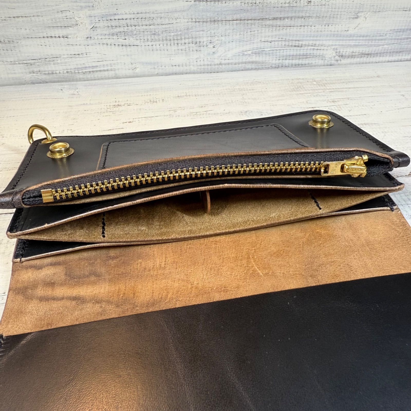 トラッカーウォレット ロング 3層】ホースバット ゴールド TALON