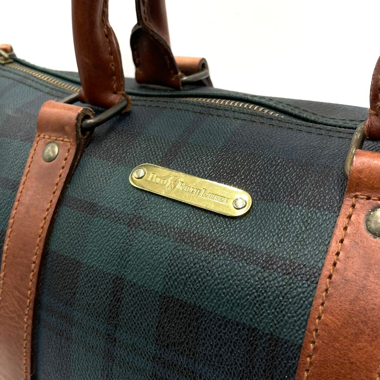 Ralph Lauren ボストンバッグ タータンチェック ロゴ金具 RALPH LAUREN ポロラルフローレン ボストンバッグ タータンチェック