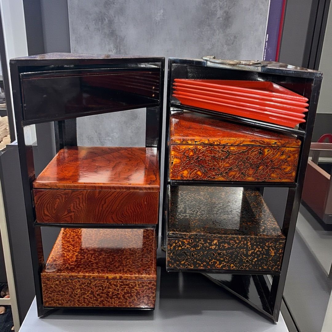 某有名オークション購入品 若挟塗 両開堤重 色変野弁当 遊山箱 漆 木製