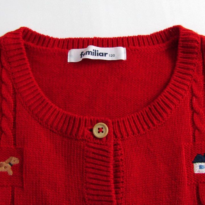 ファミリア カーディガン ウール混 トップス キッズ 女の子用 120