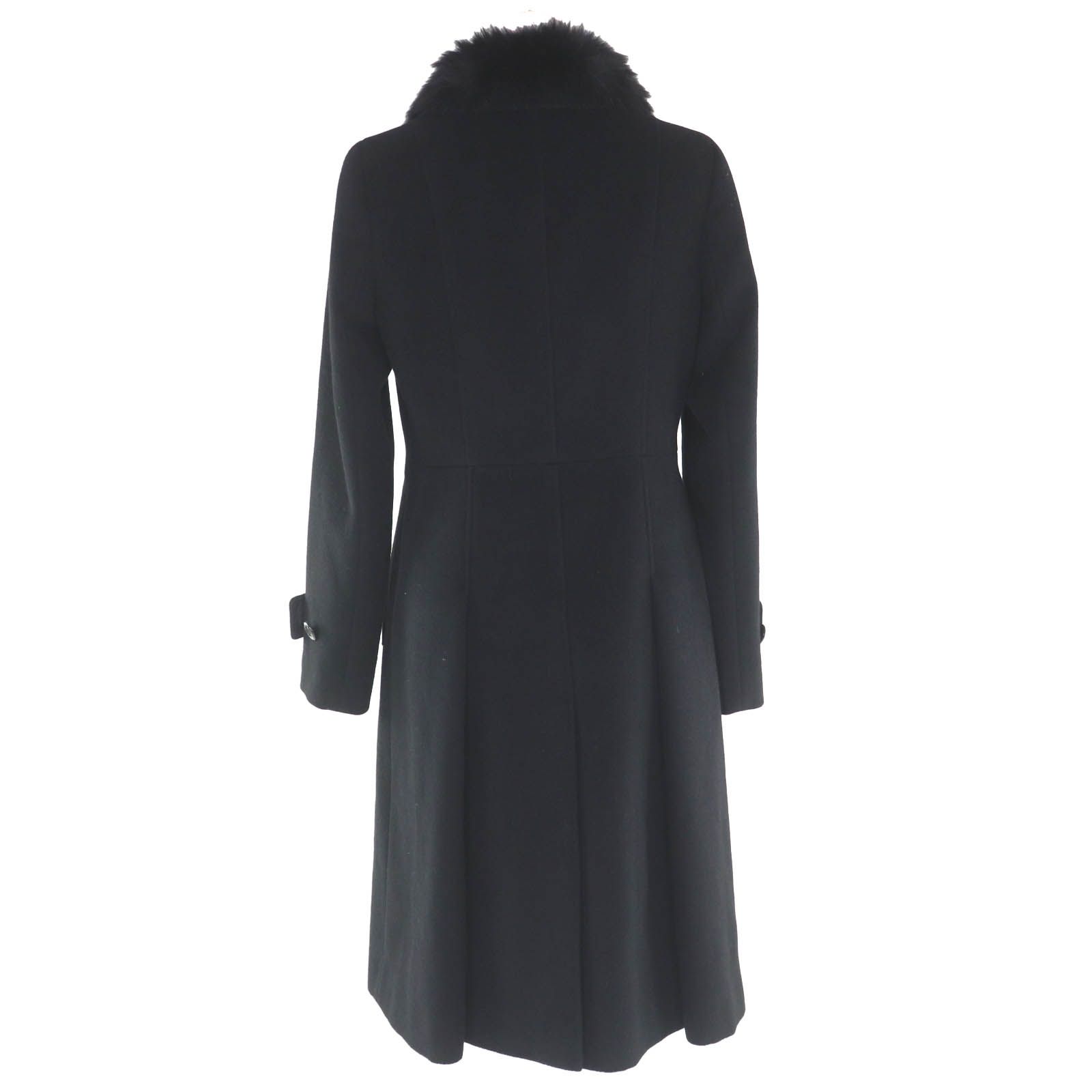 バーバリーロンドン ウール ピーコート ロゴボタン ストライプ裏地 9 ブラック バーバリーロンドン ウール ピーコート ロゴボタン ストライプ裏地 9