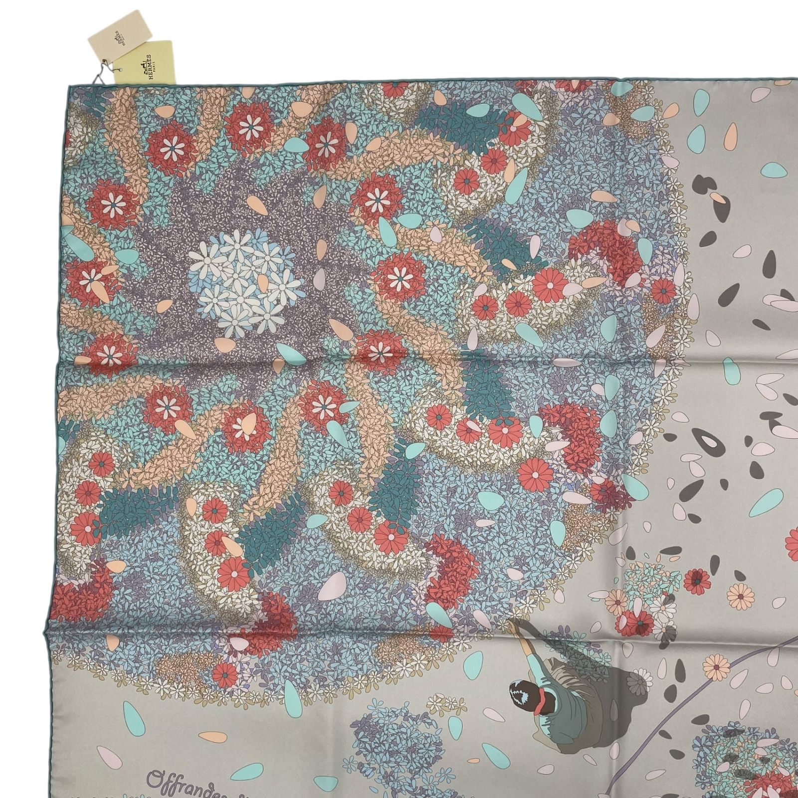 未使用品 HERMES エルメス スカーフ カレ90 シルク100％ OFFRANDES DUN