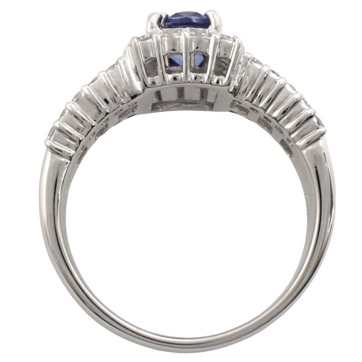 ポチ　Pt900サファイア/ダイヤモンドリング　#13　　中古品 S1.07/D1.14 サファイア ダイヤモンド リング プラチナ Pt900 8.7g