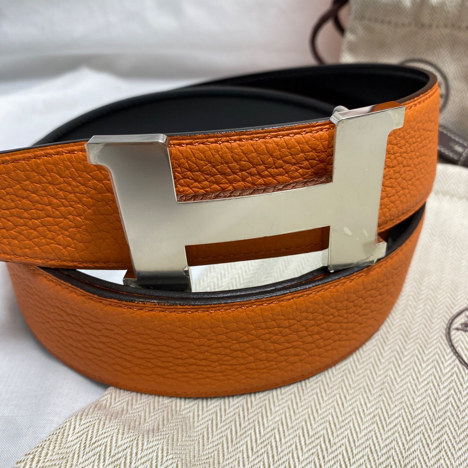 HERMES エルメス コンスタンス レザーベルト シルバー金具 ブラック