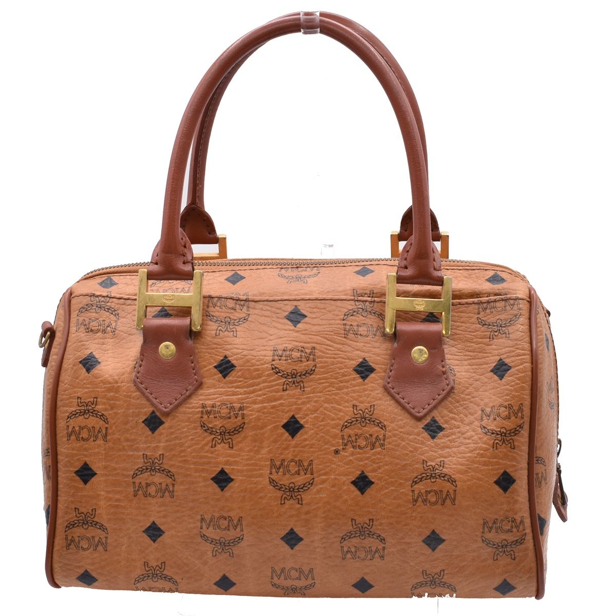 MCM エムシーエム ハンドバッグ ミニ ボストンバッグ ブラウン レザー