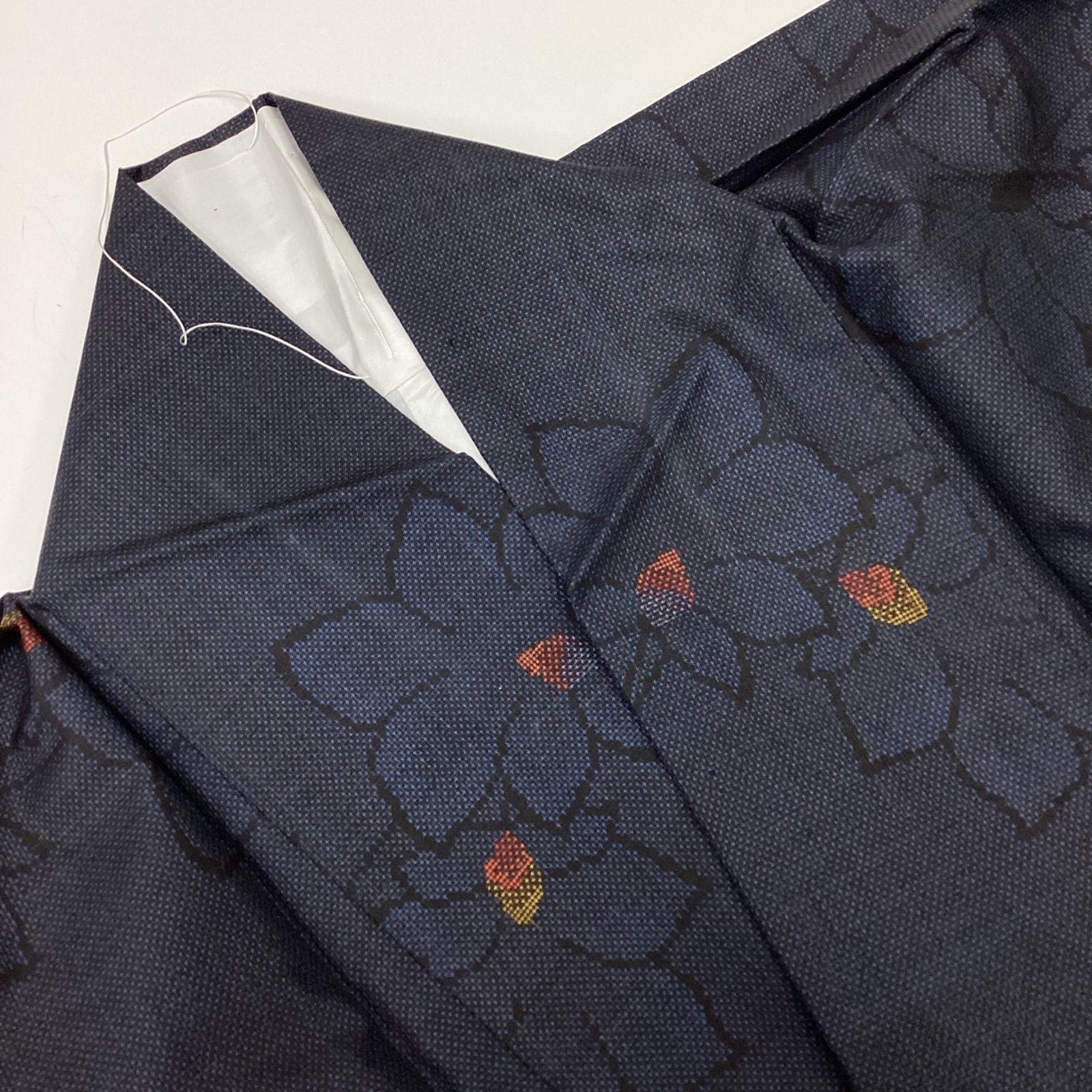 中古品 袷着物 本場奄美大島紬 証紙つき 正絹 ワイドサイズ R281