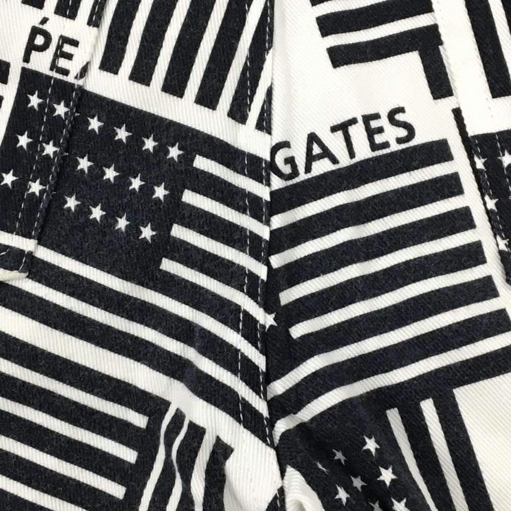 美品】パーリーゲイツ パンツ 白×ネイビー 星条旗総柄 ストレッチ