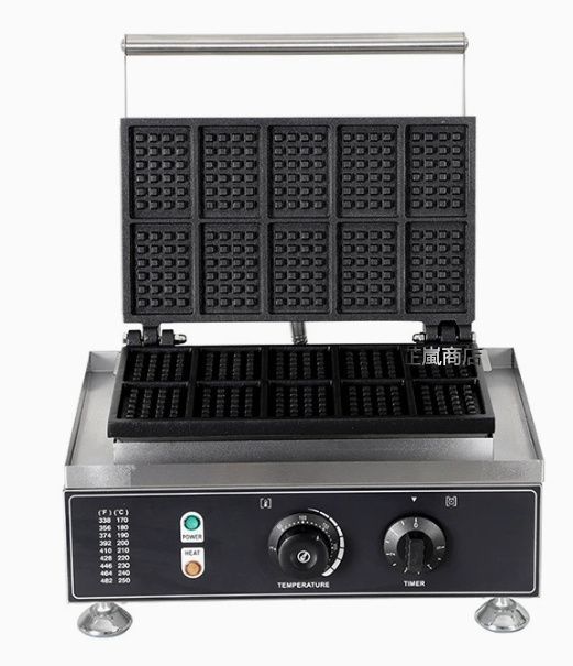 沸騰 業務用電気式 10 連ワッフルメーカー 角型格子 両面加熱 枚同時焼き
