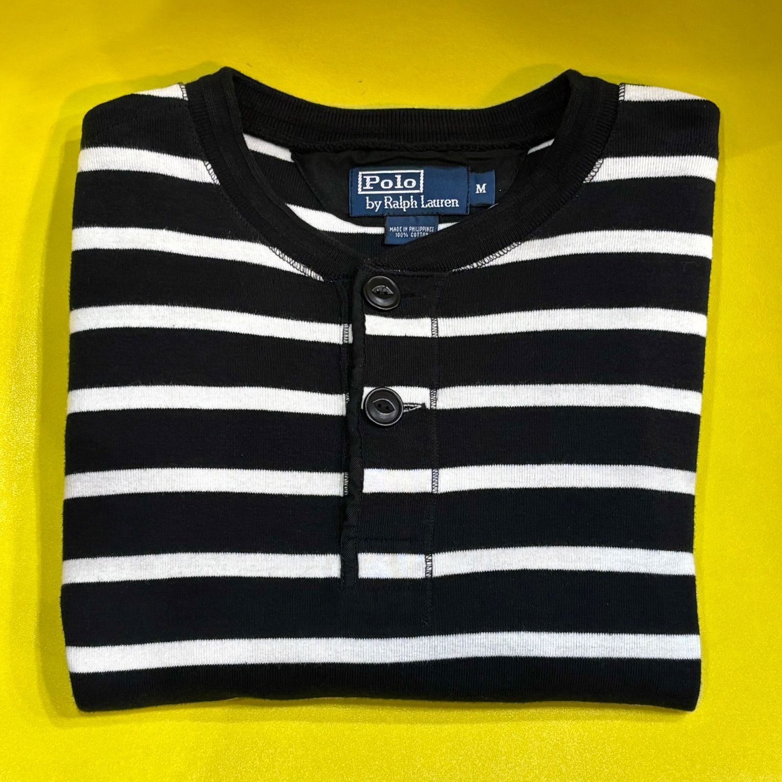 ヘンリーネック ボーダーロングスリーブTee 90〜00s Polo by Ralph