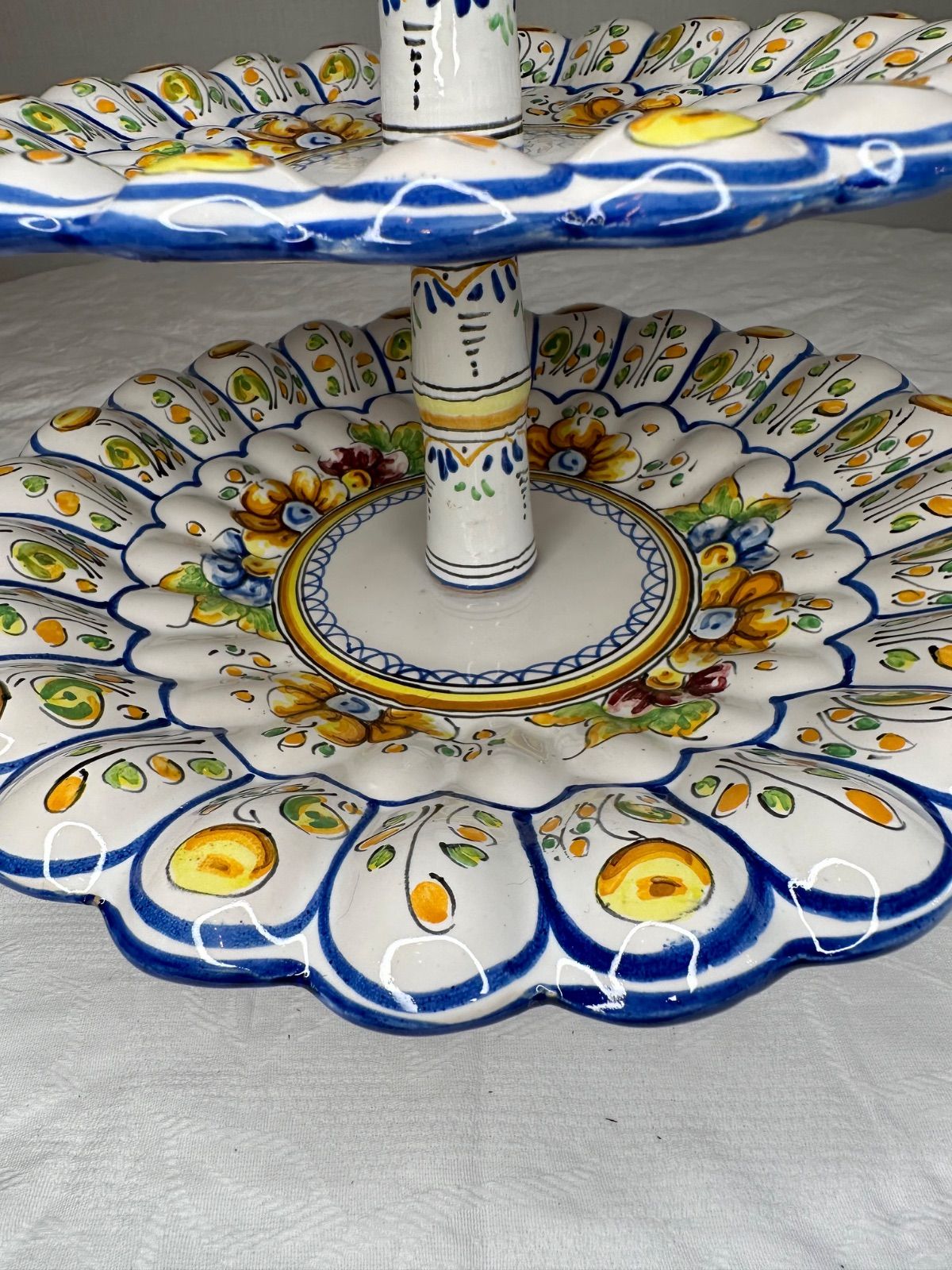 スペイン タラベラ焼き 2段式ケーキスタンド - メルカリ