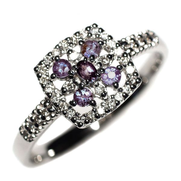 希少 Pt900 アレキサンドライト ダイヤモンド リング 0.18ct D0.144ct