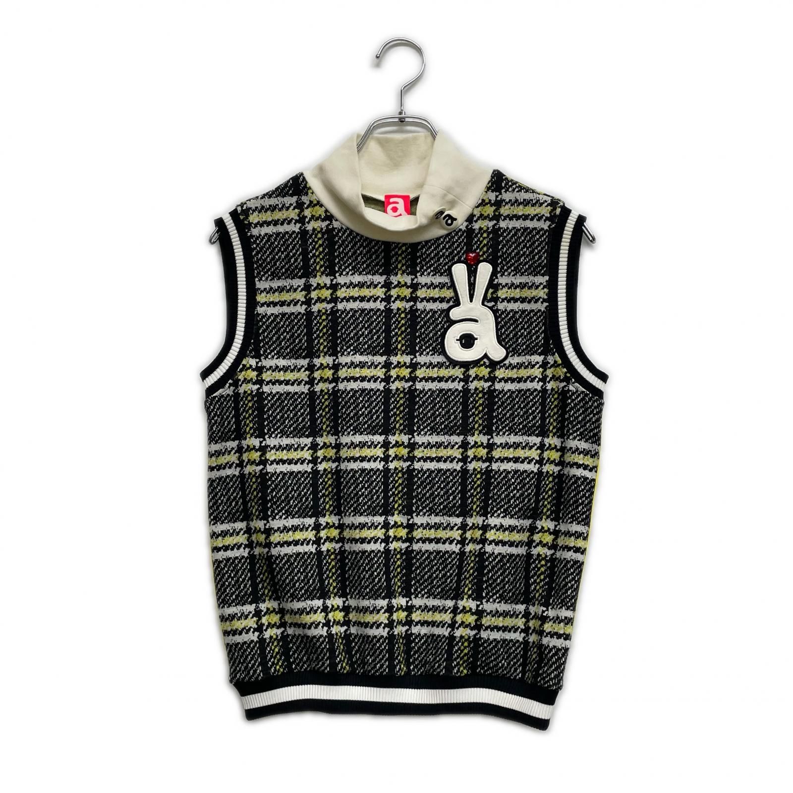 ARCHIVIO アルチビオ モックネック ニット ベスト 38 ネイビー 中古 レディース アルチビオ archivio ベスト 38(M) 黒×黄 ニット