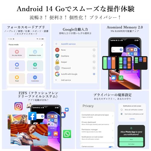  2025 Android スマホ OSCAL Flat 2 C 6 GB RAM 64 TB拡張 ｜5000 mAhバッテリー 10 W 急速充電｜6.56インチ 大画面｜ 13 MP 8 MPAIカメラ 顔認証｜OTG GPS 988 e 643 その他 キッチン 食器