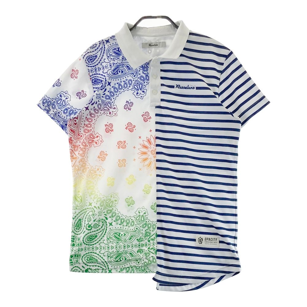 サイズ：4 RUSSELUNO ラッセルノ 半袖ポロシャツ 総柄 ホワイト系