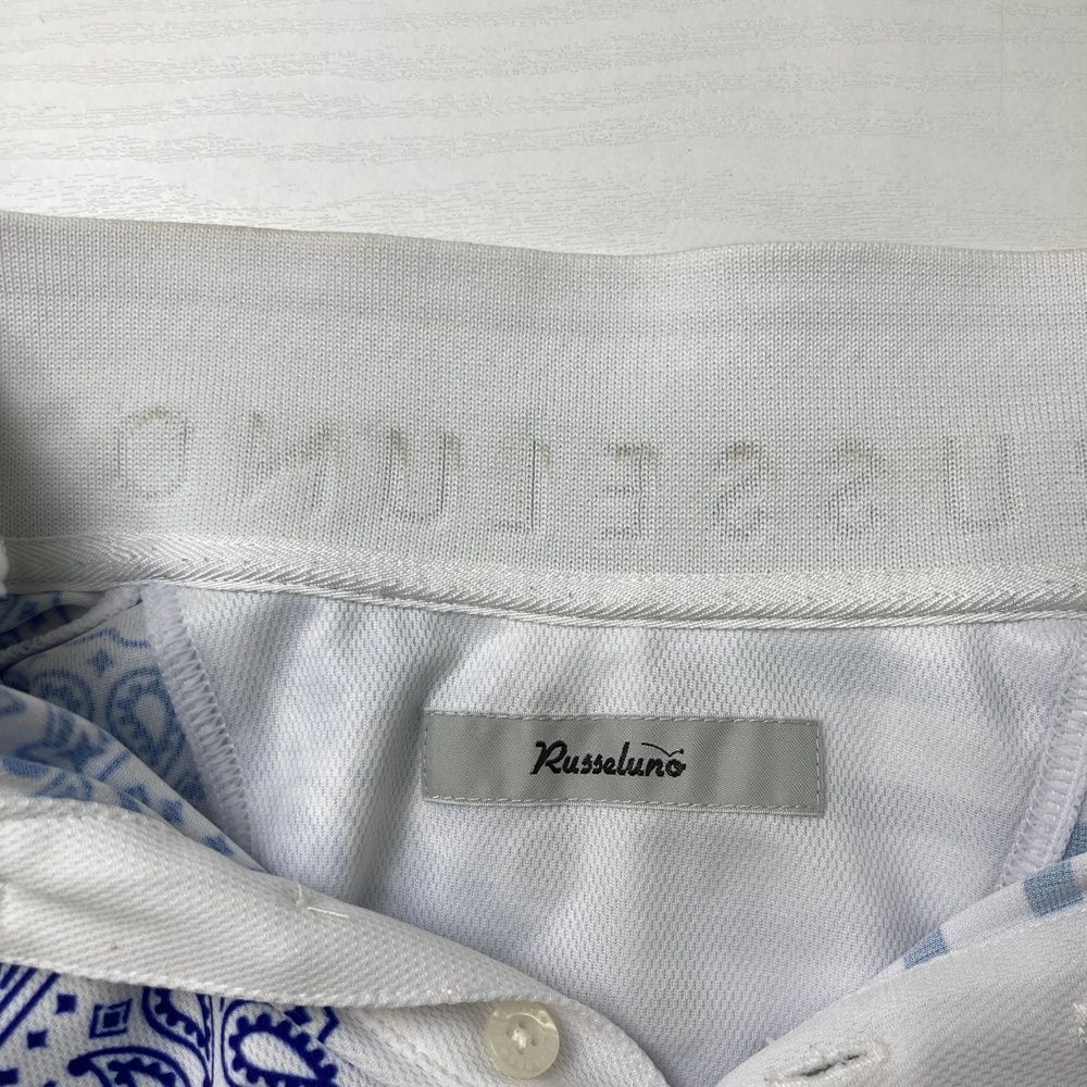 サイズ：4 RUSSELUNO ラッセルノ 半袖ポロシャツ 総柄 ホワイト系