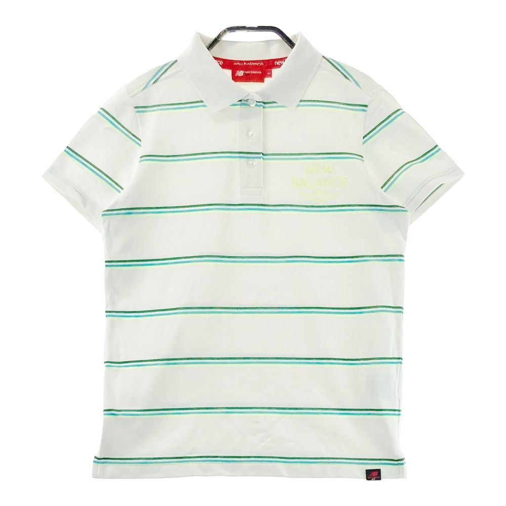 【美品】NEW BALANCE GOLF ゼブラボーダー柄 半袖ポロシャツ L サイズ：1 NEW BALANCE GOLF ニューバランス 半袖ポロシャツ ボーダー