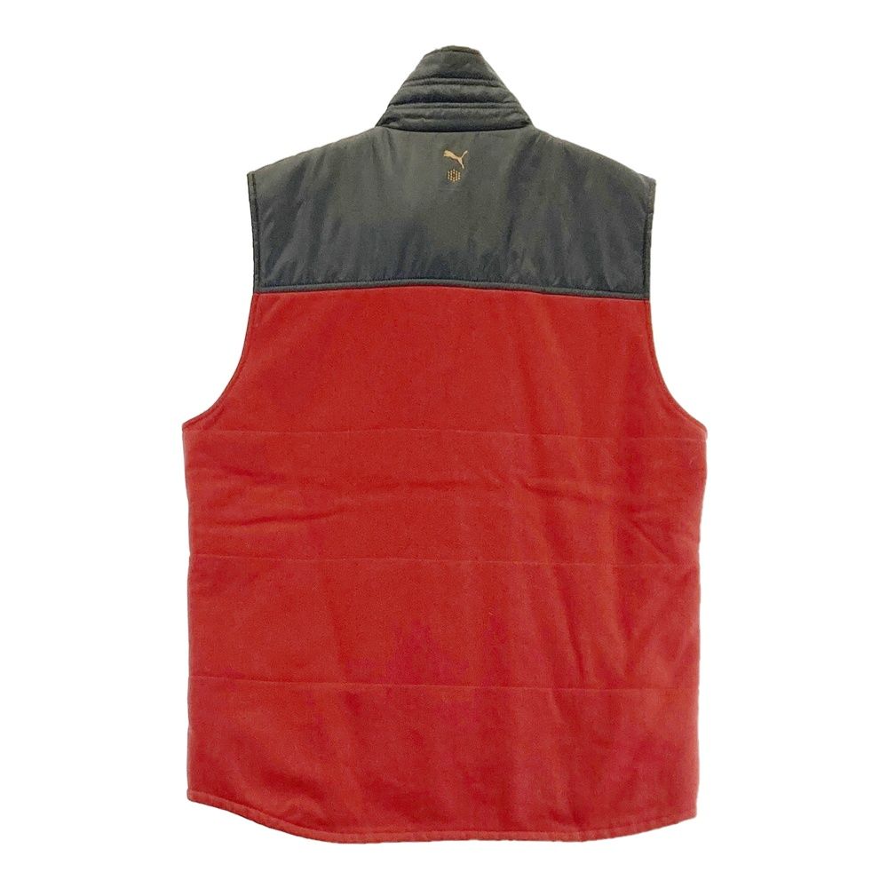 サイズ：M PUMA GOLF プーマゴルフ 中綿ベスト ヘリンボーン柄 レッド
