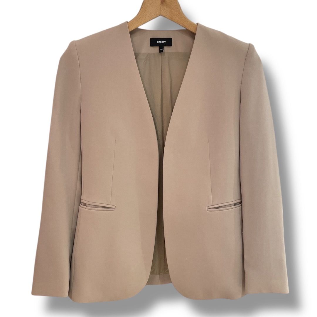 Theory ノーカラー ジャケット 00 ベージュ　Admiral Crepe Admiral Crepe Relaxed Blazer | WOMEN（レディース）｜Theory 公式