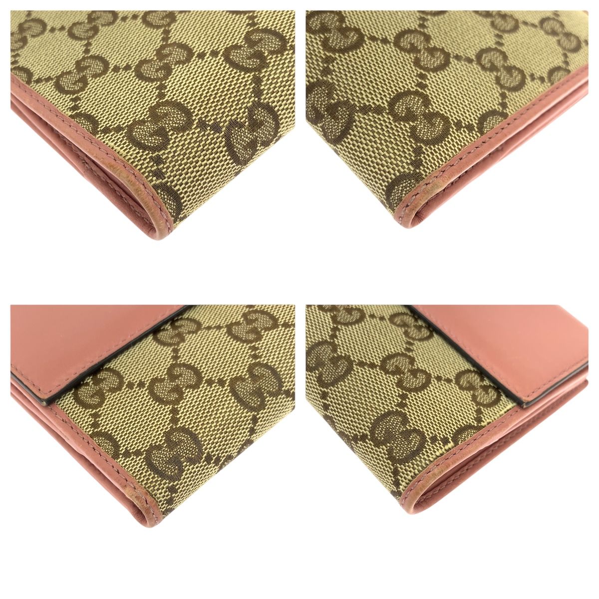 美品 GUCCI グッチ ハートロゴプレート ベージュ ピンク ゴールド金具