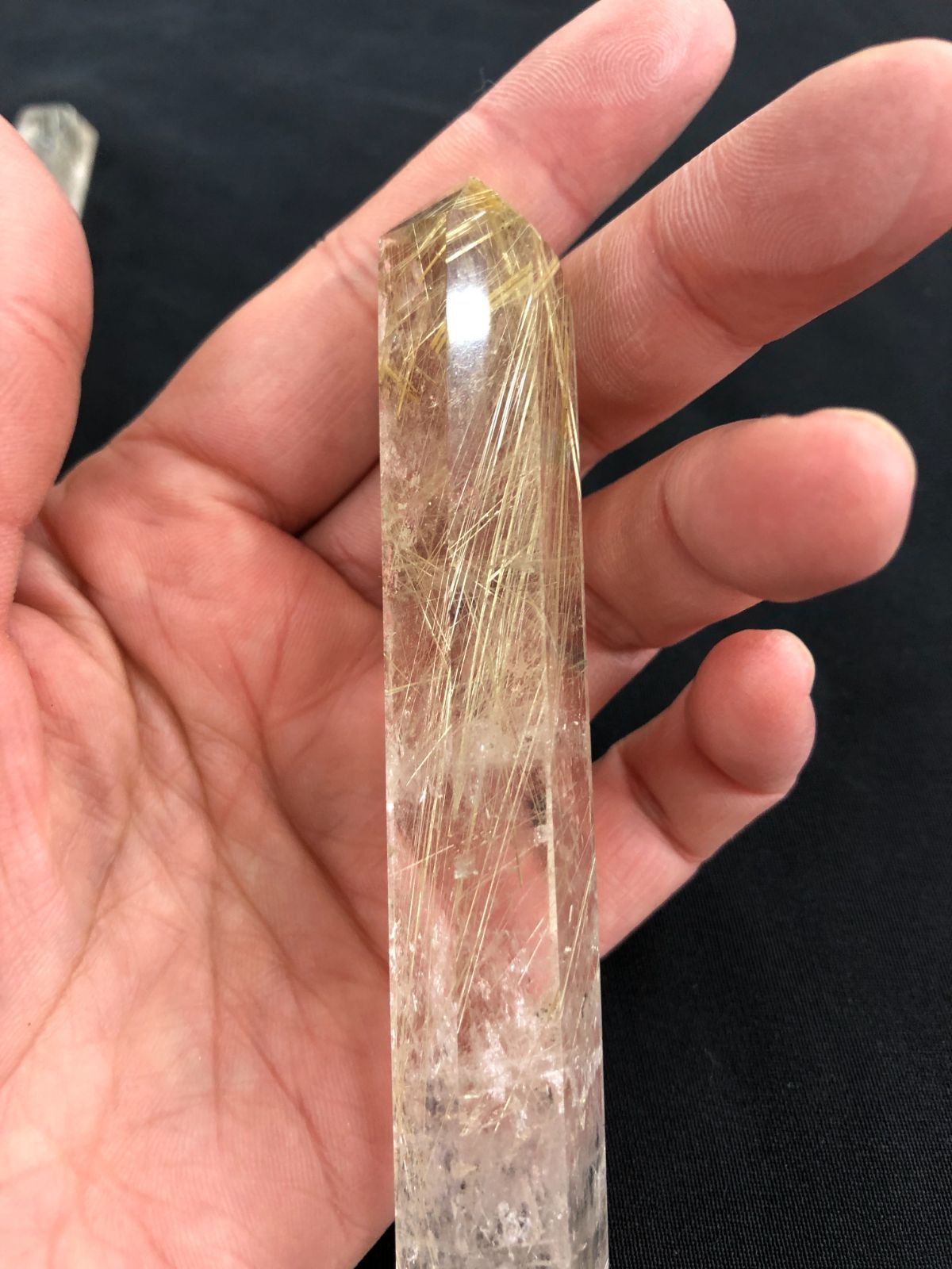  天然ルチルクオーツ 針水晶 マッサージワンドBOX ブラジル産 置物 置物 インテリア小物