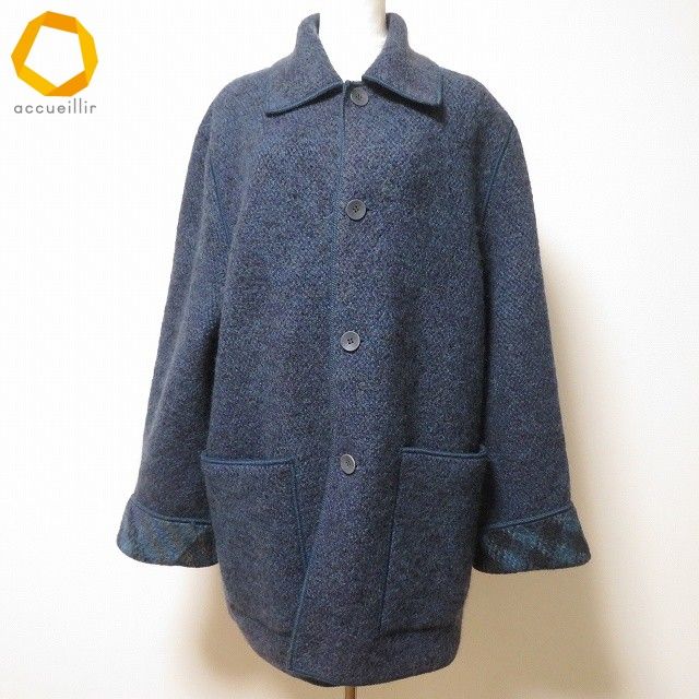 wnc ミッソーニ MISSONI コート 46 青 紫 緑 黒 モヘア混 ツイード