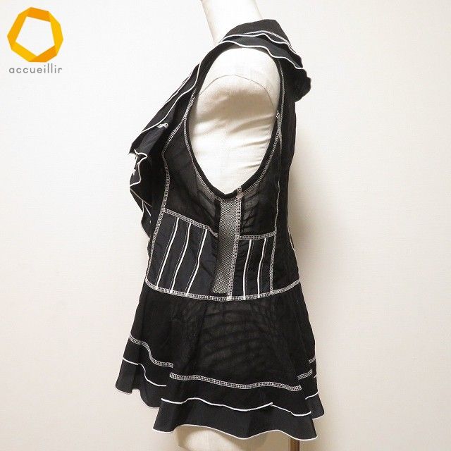 anc エイココンドウ EIKO KONDO ベスト ジレ 42 黒 白 麻混 メッシュ