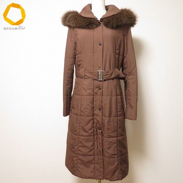 専用 ハロッズ ダークブラウン モヘアロングコート　フォックスフード付き wnc ハロッズ Harrods コート 2 茶 中綿 フォックスファー フード付き