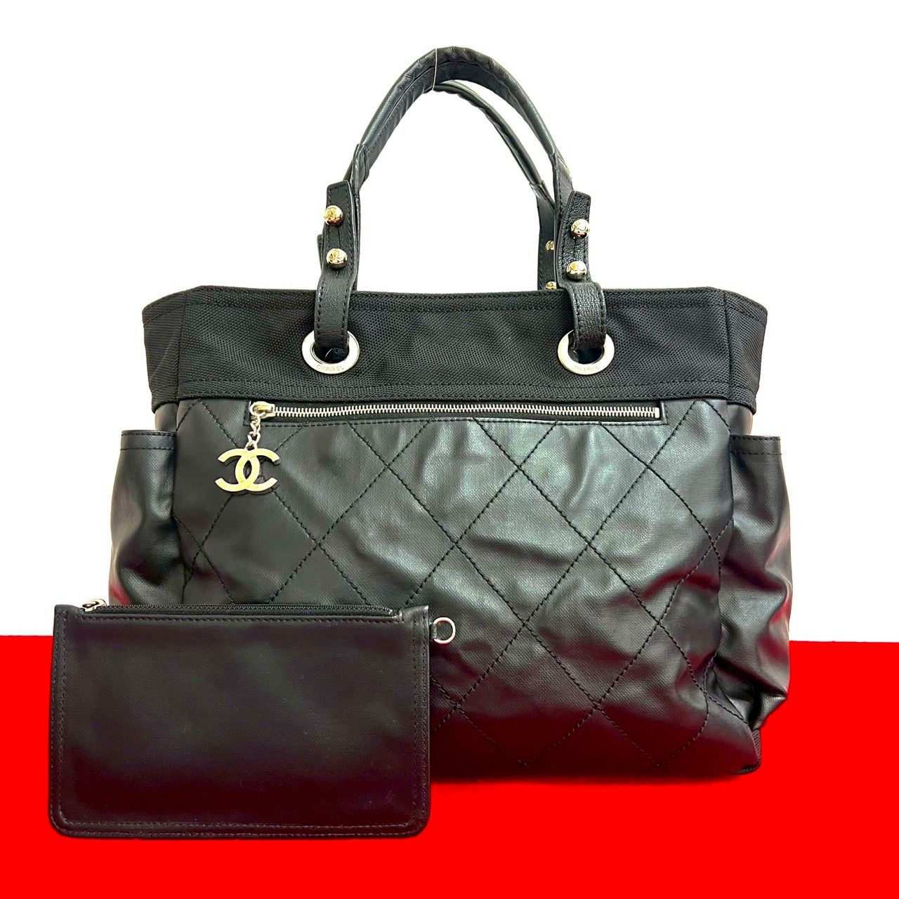 極 美品 シール有 11番台 CHANEL シャネル パリビアリッツ トート GM