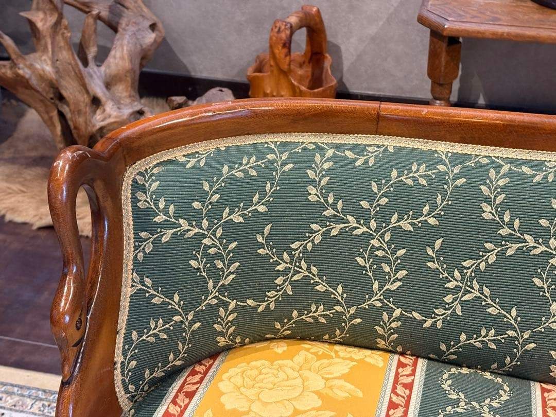 クラシック 2人掛けソファ 2Pソファ 猫脚 アンティーク ヴィンテージ