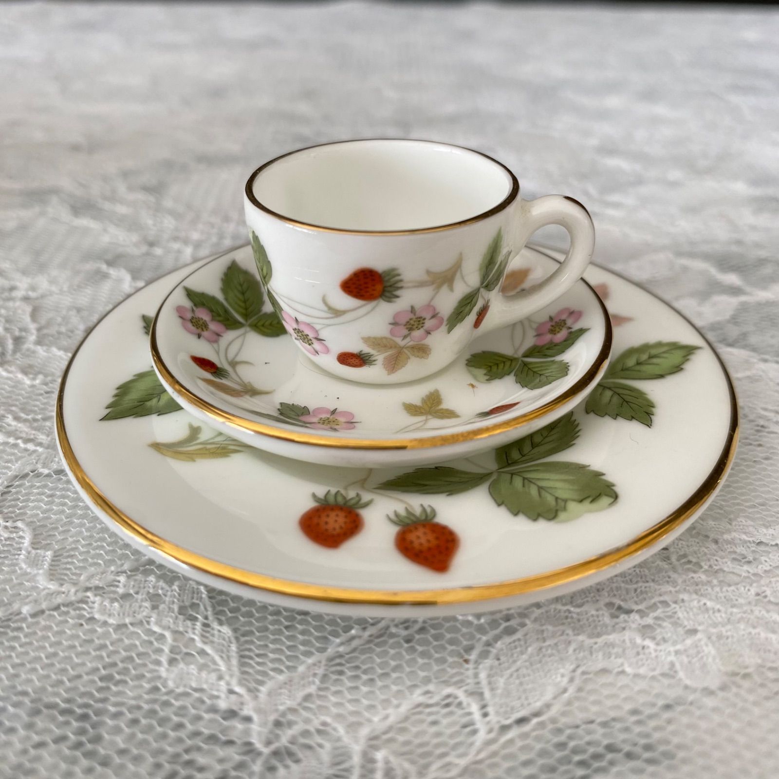 英国製 ウェッジウッド ワイルドストロベリー ミニチュア ティーセット
