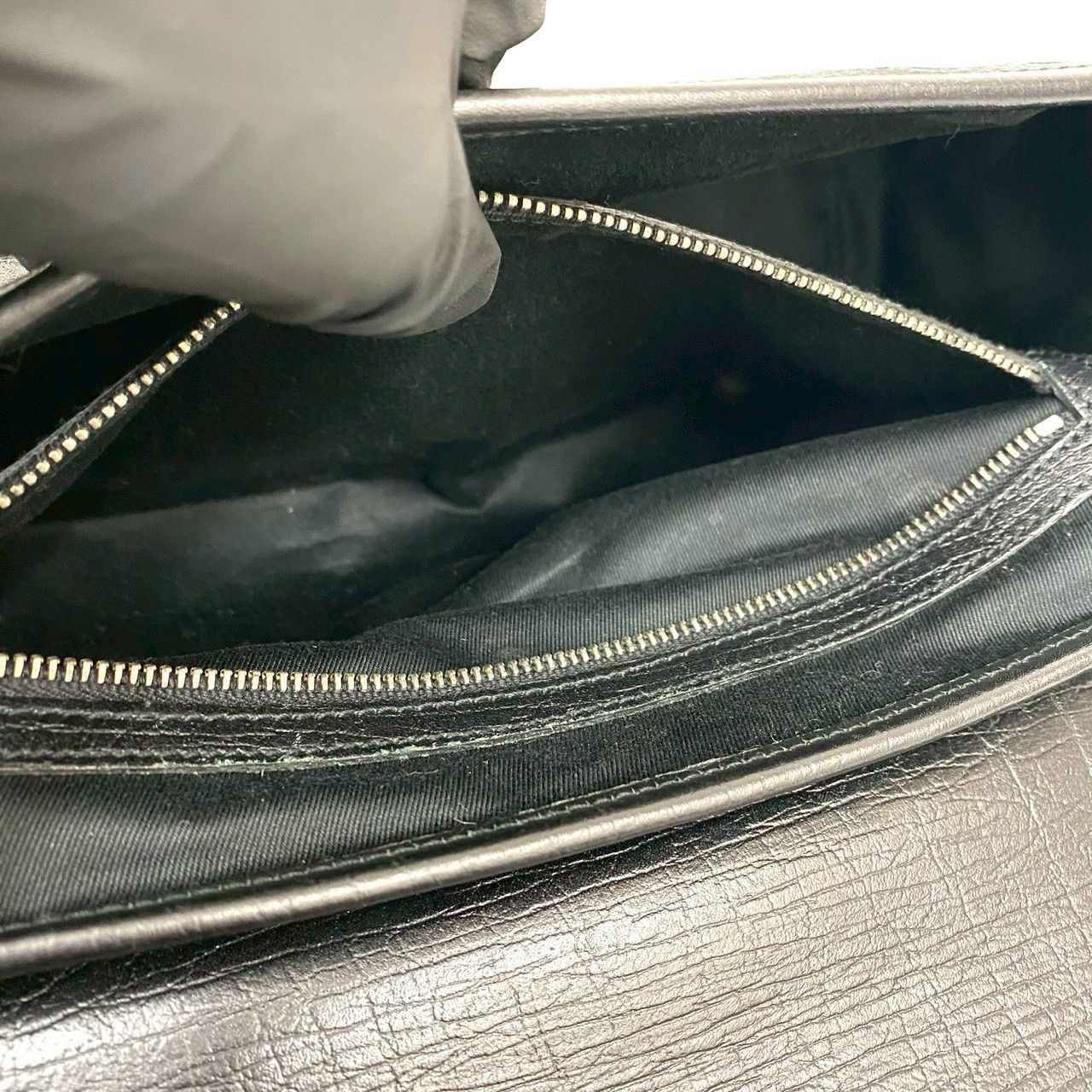 極 美品 保存袋付 GUCCI グッチ バンブー GG ロゴ 柄 レザー 本革