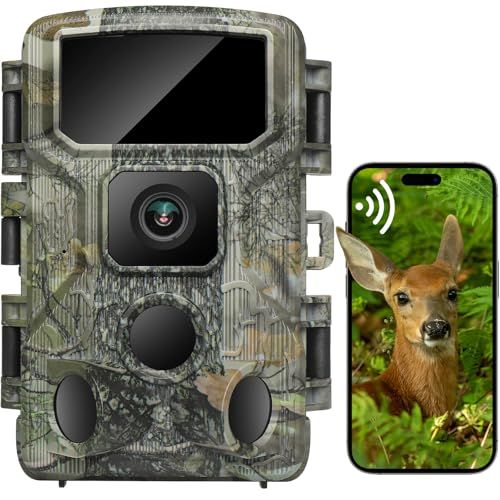 KJK 最新型 WIFI対応 トレイルカメラ 赤外線カメラ 静止画6400万画素 動画8 k 野生動物監視 防犯 乾電池式 0.05秒超高速トリガー 夜間低輝度光らく赤外線LED 人感センサー 内蔵録音マイク IP 67級防水防塵 屋外 46560 b 29