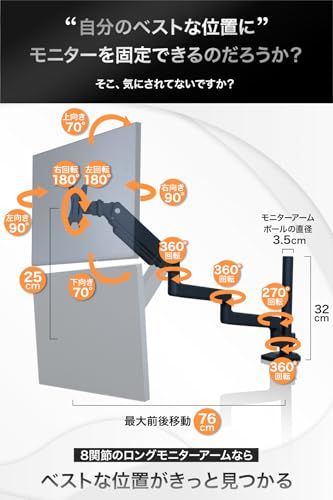  EastForce 自由自在 8関節ロングモニターアーム 17?32インチ 耐荷重2?8 kg シングル VESA規格 ケーブル収納 ブラック a 890 fcbd その他 キッチン 食器