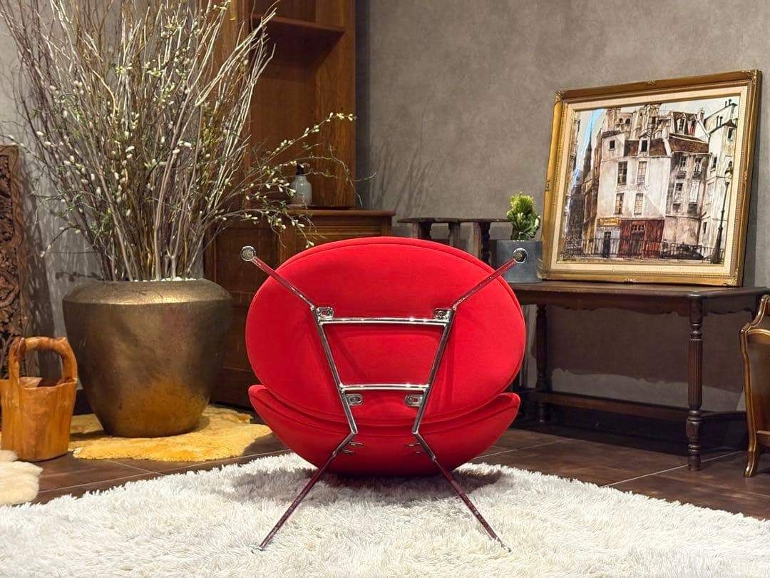 ピエールポーラン　オレンジスライスチェア　レッド　ミッドセンチュリー　YZ ピエールポーラン オレンジスライスチェア レッド ミッドセンチュリー