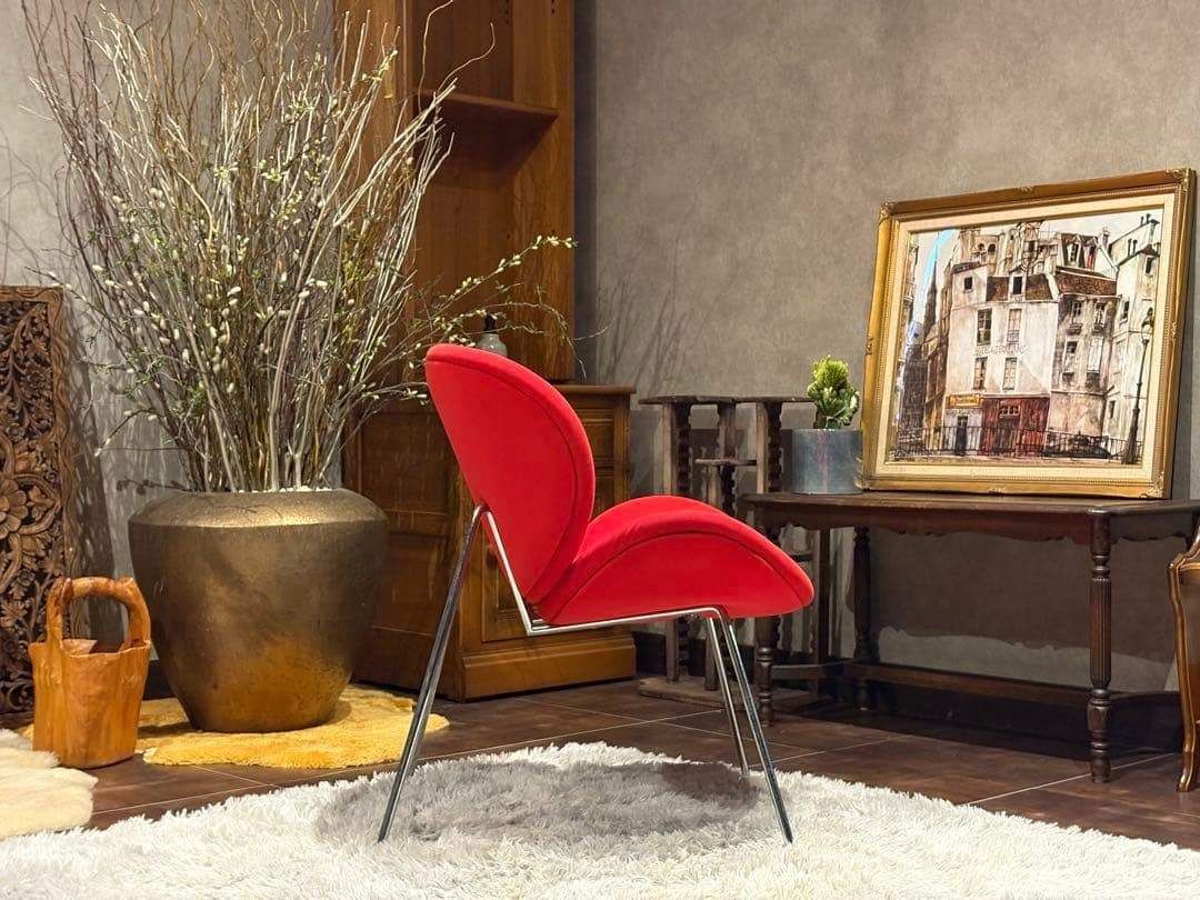 ピエールポーラン オレンジスライスチェア レッド ミッドセンチュリー