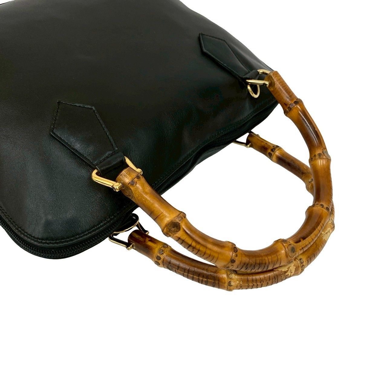 極 美品 GUCCI グッチ オールドグッチ ヴィンテージ バンブー レザー 