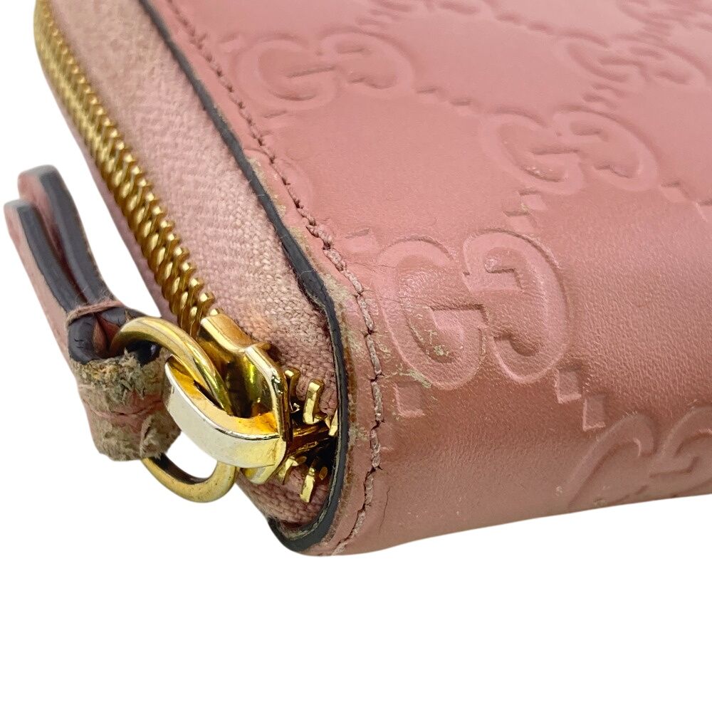 GUCCI グッチ 410102 ラウンドファスナー 長財布 ピンク レディース