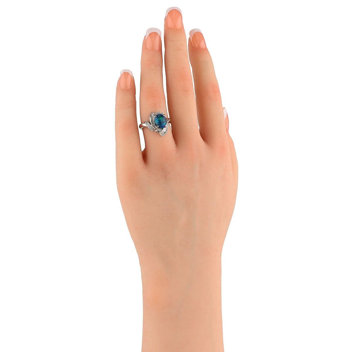 ブラックオパール 1.45ct ダイヤモンド 0.38ct プラチナ Pt900 リング 
